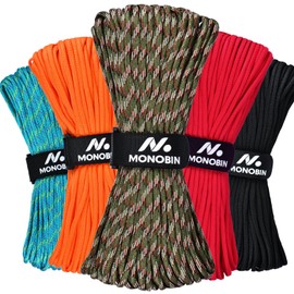 MONOBIN Paracord Rope 100FT for Making Paracord Projects, 4mm 7 Strand Parachute Cord for Lanyard, Survival Bracelets, Clothsline,Hiking (Camo, 100FT)