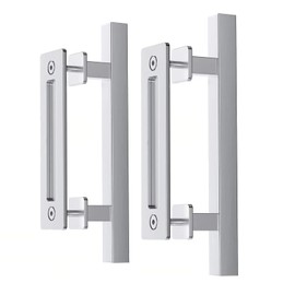 EaseLife 12" Stainless Steel Sliding Barn Door Pull Handle with Flush Hardware Set,Double Sided,Brushed Finish,Anti-Rust Anti-Corrosion,Easy Install,Square,2 Pack