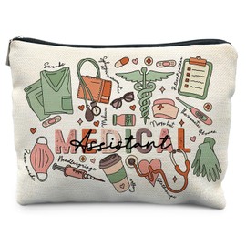 KBRCT Medical Assistant Makeup Bag for Women, Medical Assistant Appreciation Week Gifts, Nurse Gifts Cosmetic Bag for Purse, Nursing Makeup Zipper Pouch