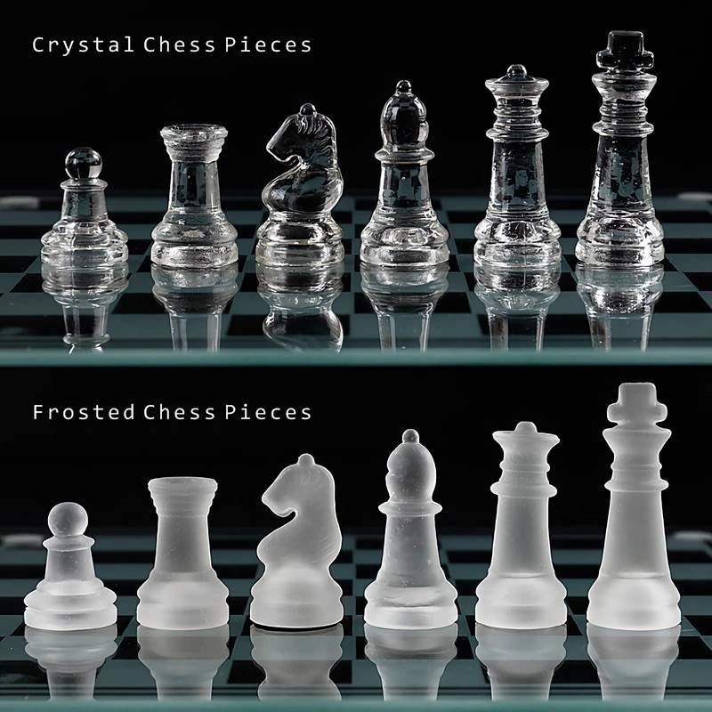 Elegant 10" Glass Chess Set - Premium Quality Board Game