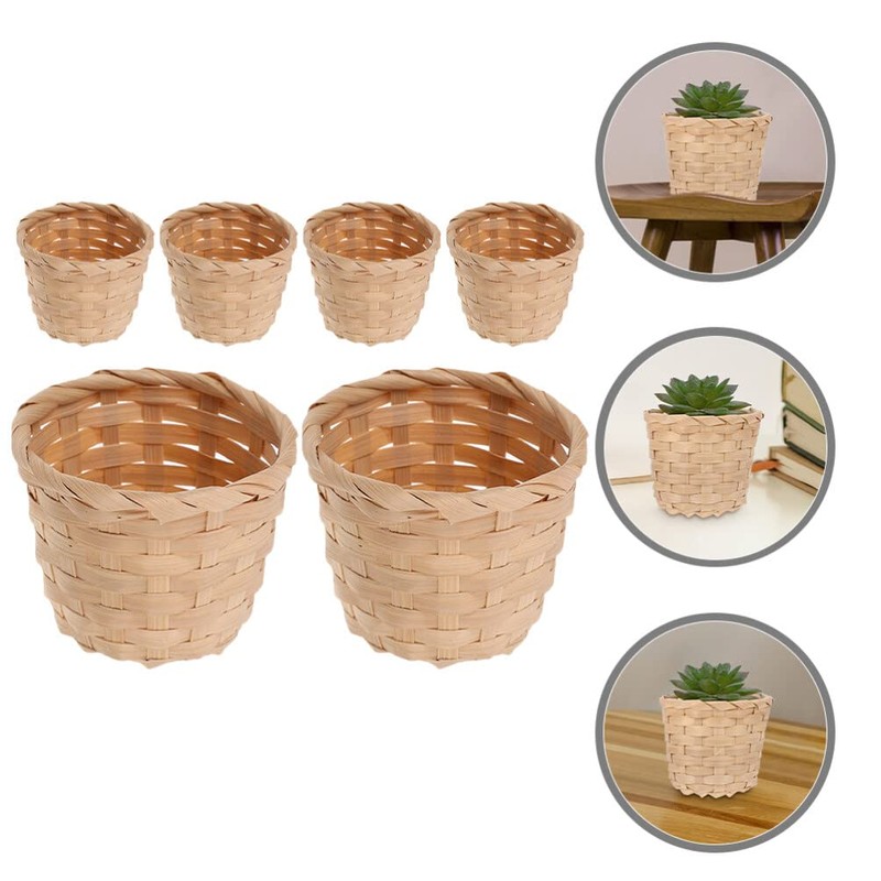 ABOOFAN 6pcs Mini Woven, Miniature Flower Woodchip Easter Egg Small