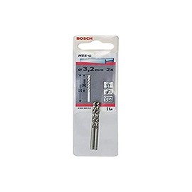 Bosch 2608585912 Din338 HSS-G Metal Drill Bit, 3.2mm x 36mm x 65mm, Silver, Pack of 2