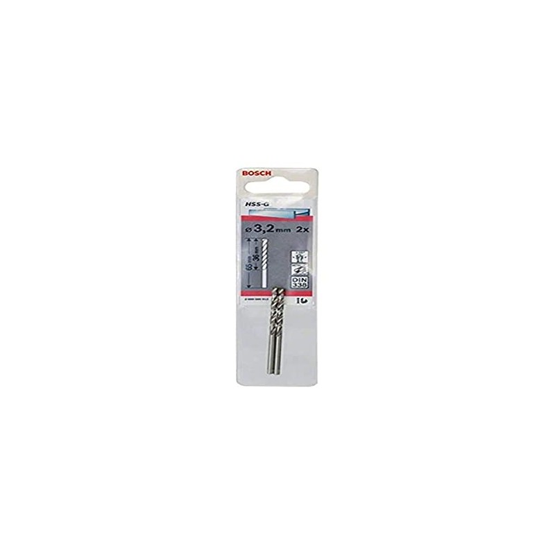 Bosch 2608585912 Din338 HSS-G Metal Drill Bit, 3.2mm x 36mm