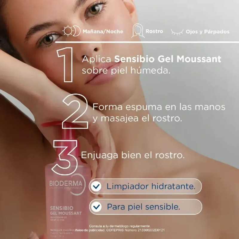 Bioderma Sensibio Gel Moussant Micelar, Limpieza Suave para Piel Sensible,