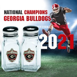 Heritage Pewter 2021-2022 National Champions Georgia Bulldogs Salt and Pepper Shaker Set of 2 Bottles | Expertly Crafted Pewter Glass