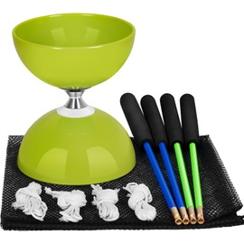 BODYRHYTHM Pro Triple Bearing Chinese Yoyo with 2 Pairs of Carbon Sticks, 4 Strings, 1 Drawstring Bag, 5” Chinese Yoyo Diabolo Toy for Adult & Kids, - Best for Fitness and Tricks. (Green)