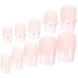 Baluue 1set Nails for Women Handmade Jelly False Nail Tips Flower Design Easy to Apply Manicure Art Supplies for Parties and Daily Wear