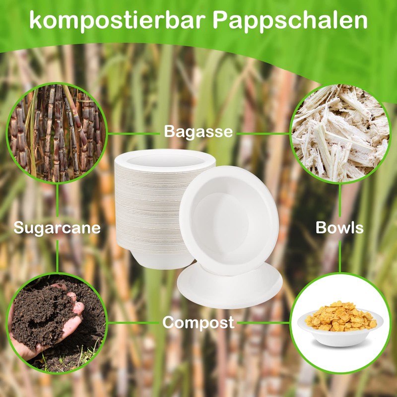 greensight Disposable Paper Bowls 470 ml Made of Sugar Cane