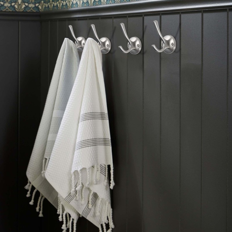 TUNNY 5 Pack Round Coat Towel Hooks - Brushed Nickel