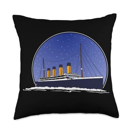 Titanic RMS Titanic Gifts RMS Titanic Vintage Cruise Ship Gift Throw Pillow, 18x18, Multicolor