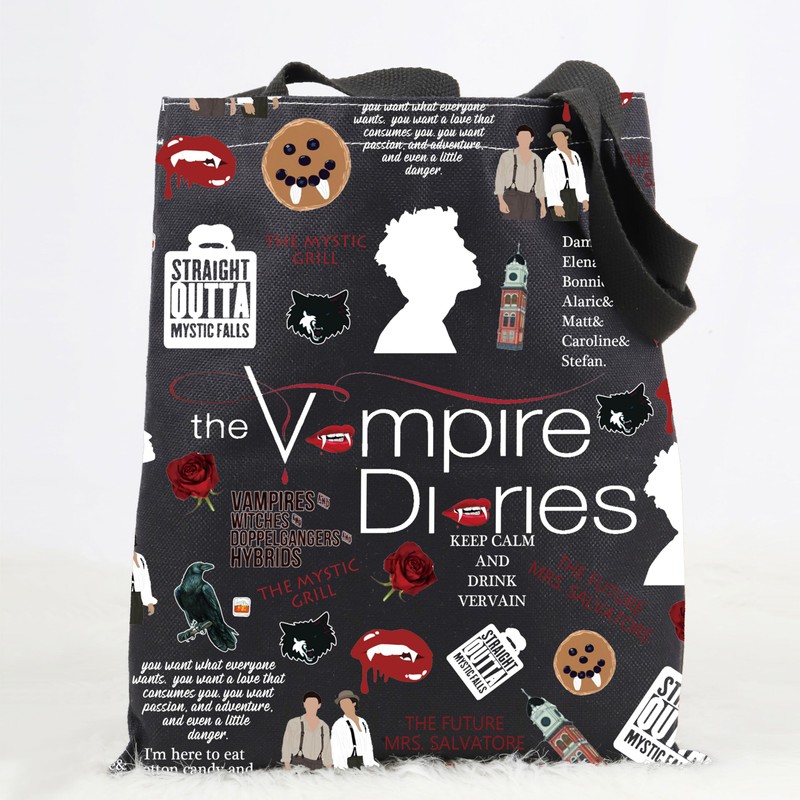 LEVLO TVD Merch Vampire Tote Bag - Damon Salvatore Fan