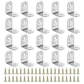 PATIKIL Stainless Steel Corner Braces 0.98 x 0.98 Inch,10 Pieces L Bracket Joint Right Angle Support Bracket L Shaped Corner Fasteners with Screws for Shelves, Silver