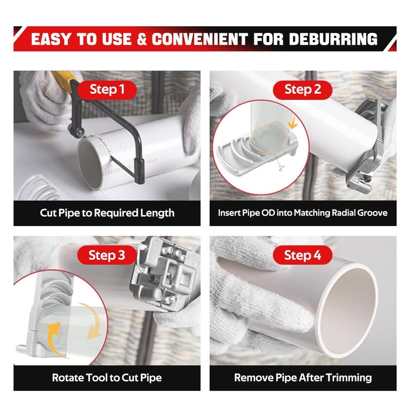 BARTOO Deburring Tool for Plastic Pipe, Professional PVC Pipe Reamer