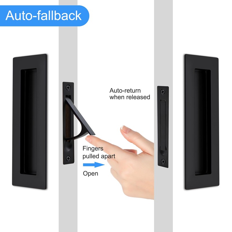 Dontay Pocket Door Pull Handle,304 Stainless Steel,Rectangle Recessed Flush Finger