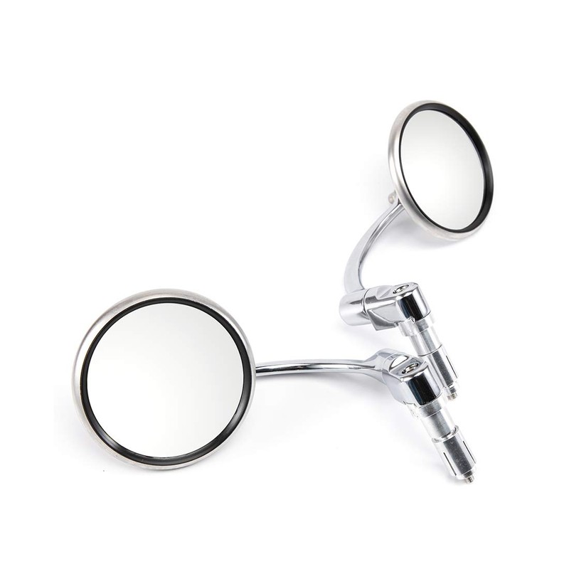 Universal Motorbike Side Mirror Chrome Round Rearview Mirrors Bar End