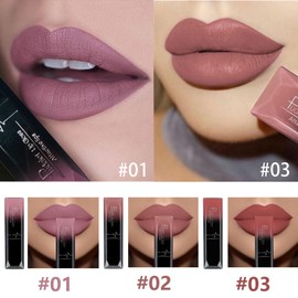 Matte Lipstick,HERBENJOY Lipgloss Liquid Blush Lipsticks For Women Long Lasting,Waterproof Non-Stick Cup Not Fade,High Pigmented Velvet Lipstain (Color 1,2,3)