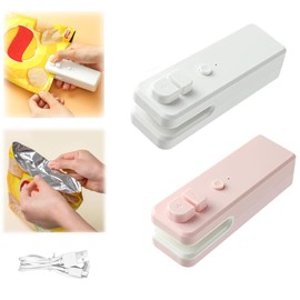 2 Pcs Mini Bag Sealer, 2024 Upgrade USB Rechargeable Chip Bag Sealer, 2 in 1 Bag Sealer Heat Seal with Cutter and Magnet, Portable Bag Resealer Machine for lastic Bags Snack Bags