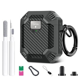 Maxjoy for AirPods 2nd Generation Case Cover with Cleaner Kit(10-in-1) Set,Full Body Rugged Hard Shell Protective Case for AirPods Case,Front LED Visible,Gray