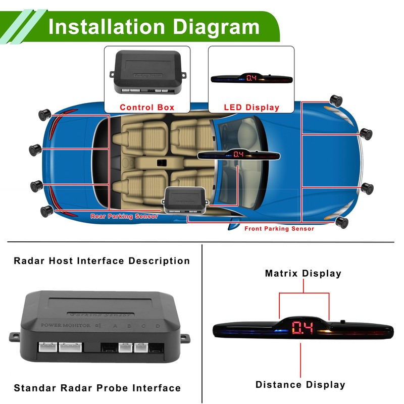 X AUTOHAUX Reverse Backup Radar System Distance Detection Reverse Parking