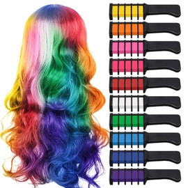 TOROKOM Hair Chalk Comb 10 Colors Temporary Hair Color Dye for Girls Kids, Washable Hair Chalk for Girls Age 4 5 6 7 8 9 10+ Birthday Gift Cosplay Hair DIY Party