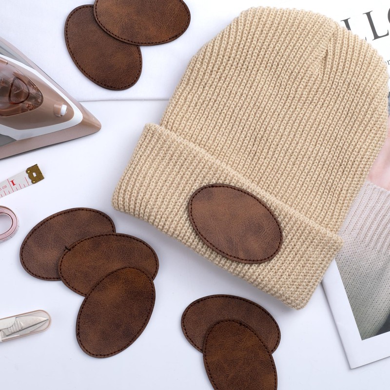 SmallCat 10 PCS Oval Leather Patches for Hats, Iron on