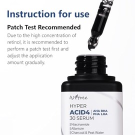Isntree Suero Exfoliante Facial Hyper Acid 4 30 - Serum Coreano de Enjuague con 30% Aha Bha Pha Lha, Niacinamida y Carbón, Poros, 20 Ml