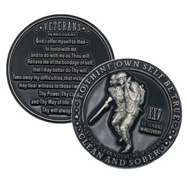 Veterans in Recovery AA Chip Sobriety Coin (1-60 Years) with Third Step Prayer on The Back. My Recovery Store AA Medallion
