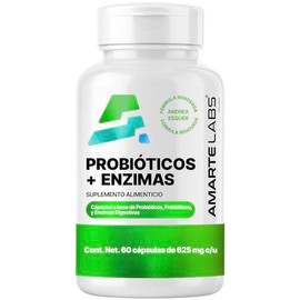 AMARTE LABS Probióticos + Enzimas Digestivas 25 Billones UFC Prebiótico Cápsula Entérica 60 Cápsulas