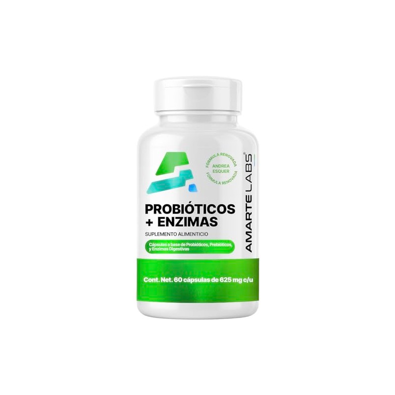 AMARTE LABS Probióticos + Enzimas Digestivas 25 Billones UFC Prebiótico