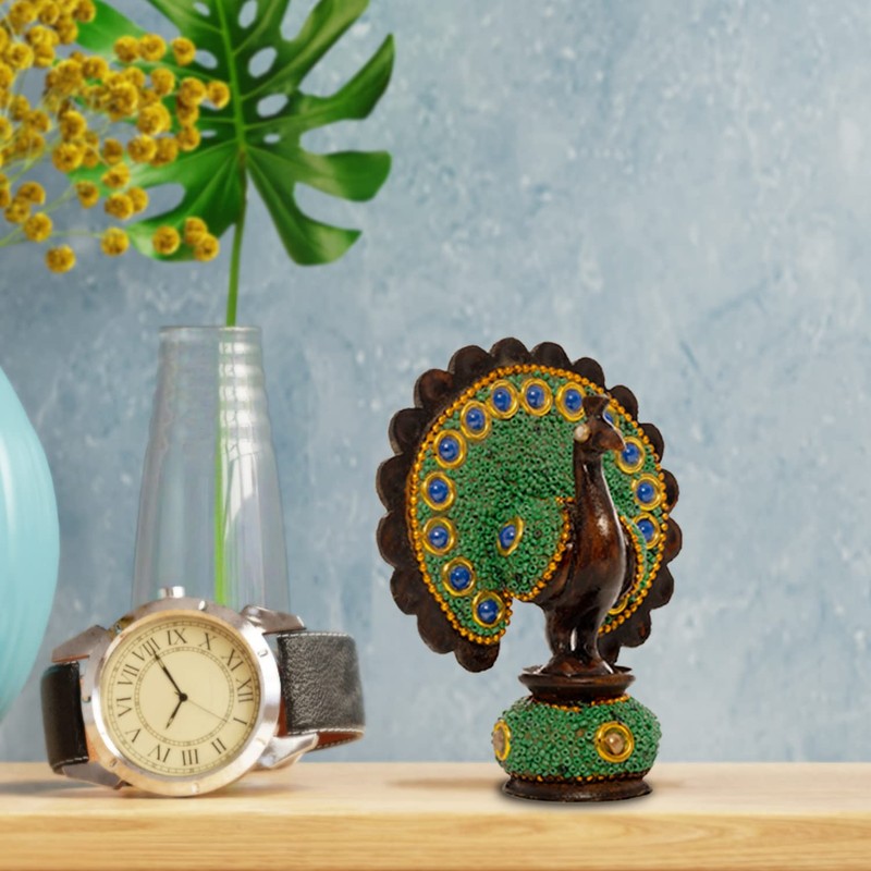 Wooden Dancing Peacock Traditional Indian Rajasthani Home Decoration Table Décor