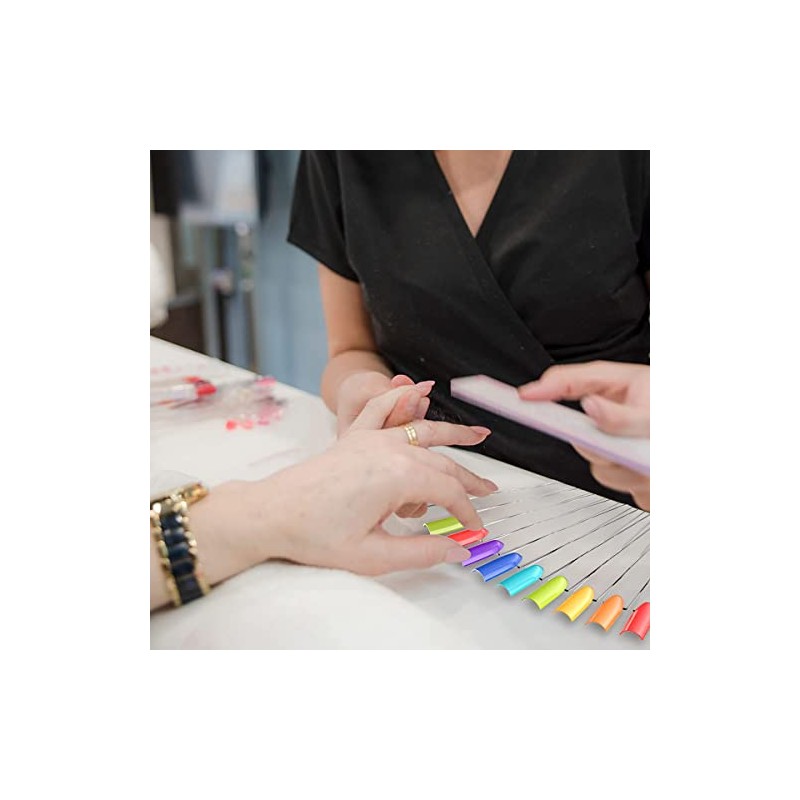 100pcs Fan-shaped False Fake Nail Art Tips Colour Swatch Sticks