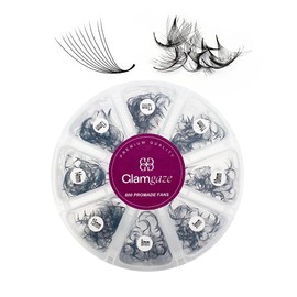 GLAMGAZE 800 Promade Fans 8-15mm Mixed Lengths - 5D to 16D, C CC D Curl, 0.05-0.07mm Thickness - Premade Lash Fans Volume Lash Extensions Loose Premade Fans Eyelash Extensions (14D-0.05-CC 8-15mm)