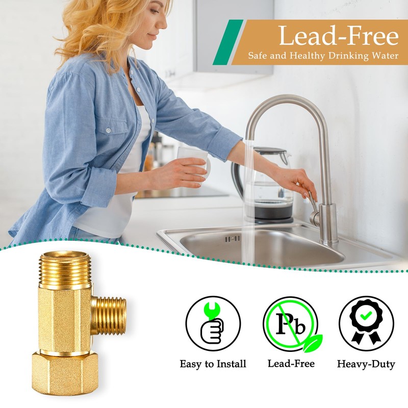 Brass Water Line Adapter Splitter for Refrigerator, Ice Maker Fridge