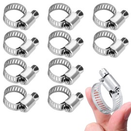 Hose Clips 10Pcs, Pipe Clamp 13-19mm, Adjustable 304 Stainless Steel Hose Clip, Hose Clamps for Flexible Exhaust Hose Pipe, Washing Machine, Garden Connections