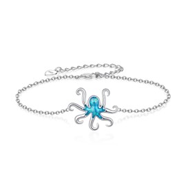 SCZKLAQ Octopus Bracelet 925 Sterling Silver Ocean Jewelry for Women Octopus Gifts for Women Nautical Bracelet with Adjustable Chain
