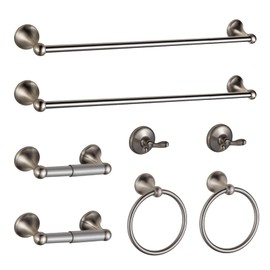 BGL Bathroom Hardware Set Brushed Nickel Adjustable Expandable Bath Towel Bars Bathroom Accessory Set Towel Racks 8-Pieces Wall Mount