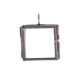 HHH Designs Glass Pane Locket | Antique Copper Finish | Pendant Necklace for Men and Women | Hinged Dual Glass Display Lockets | Square Pendant Without Chain | Set of 3