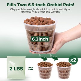 T4U Leca Clay Pebbles for Plants, 2 LBS 10-20 mm Clay Balls for Indoor Plants, Natural Clay Pebbles for Orchid Potting Mix, Hydroponic, Leca Pots, Plant Drainage, Garden Soil