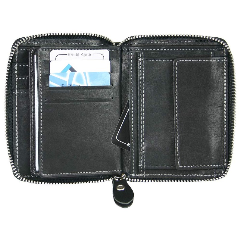 CF CATTERFELD Men's Genuine Leather Wallet with RFID Protection, black,