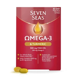 Seven Seas Omega-3 Fish Oil Turmeric, With 500 mg Fish Oil + 300 mg Omega-3, 60 High Strength Tablets With Vitamin D & 250 mg EPA & DHA, Whole Body Health+, Duo Pack: 30 Capsules + 30 Tablets