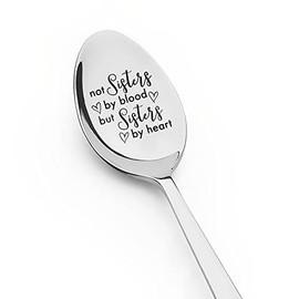 Best Friend BFF Gifts for Women Not Sisters by Blood But Sisters by Heart Spoon Gifts for Friends Female Friendship Gifts for Sister in Law Christmas Birthday Gifts for Unbiological Sister
