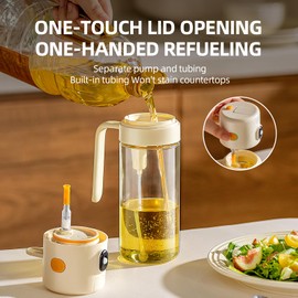 MDZF SWEET HOME Oil Sprayer for Cooking, 18.6oz/550ml 2 in 1 Olive Oil Dispenser Bottle for Kitchen, Premium Oil Spray Bottle, Oil Mister for Air Fryer, Salad, Frying, BBQ (Milky White)