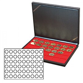 Lindner 2364-2154E NERA M coin case with a light red insert with 54 round compartments. Suitable for coins with Ø of 25,75 mm, e.g. 2 EURO coins.