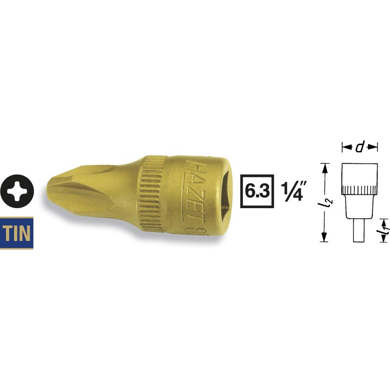HAZET 8506-PH4 Phillips Bit Socket (Drive Angle 0.25 inches (6.35