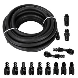 6AN 3/8" LS Swap EFI Fuel Line Fitting Kit, EFI LS Fuel Injection Line NBR Rubber Fuel Hose 25FT with 14 pcs AN6 Swivel Fuel Hose Fitting Adapter Kit