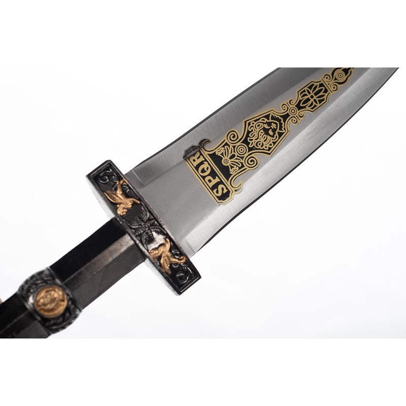 RUYI SWORD-Medieval Sword，Battle Ready，Full Tang, Sharp，Knife，Scabbard(Black-Eagle)