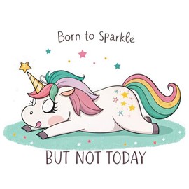 Born to Sparkle But Not Today Sticker – Set of 3 Holographic Waterproof Stickers – Funny Unicorn Decal for Kindle, Laptop, Water Bottle, Journal – Sarcastic Mood