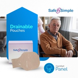 Safe n' Simple One Piece Ostomy Bag with Filter - 12" Transparent - Ostomy Drainable Adhesive Pouches - 1 Piece Adhesive Ostomy Supply Bag - Waterproof Drainable Colostomy Adhesive Bags