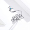 Dainty Peacock Sterling Silver Open Wrap Rings for Women Adjustable