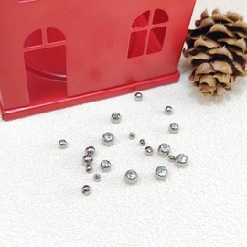 Gojewen Piercing Balls 1.2 mm 1.6 mm Silver Replacement Ball Screw Ball 3/4/5/6 mm Ball for Piercing Nose Lip Eyebrow Belly Button Tongue, Metal